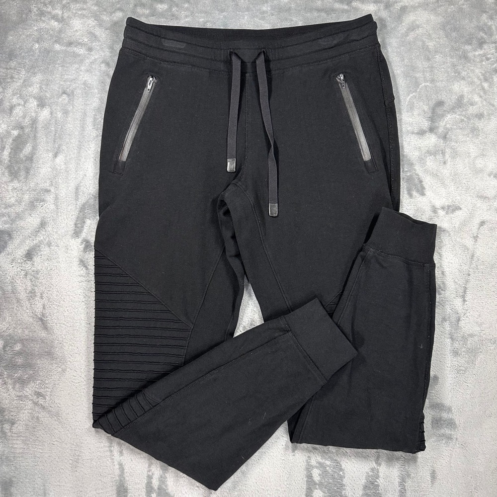 Alo Yoga Mens Urban Moto Jogger Sweatpants Black Zipper Pockets Size S